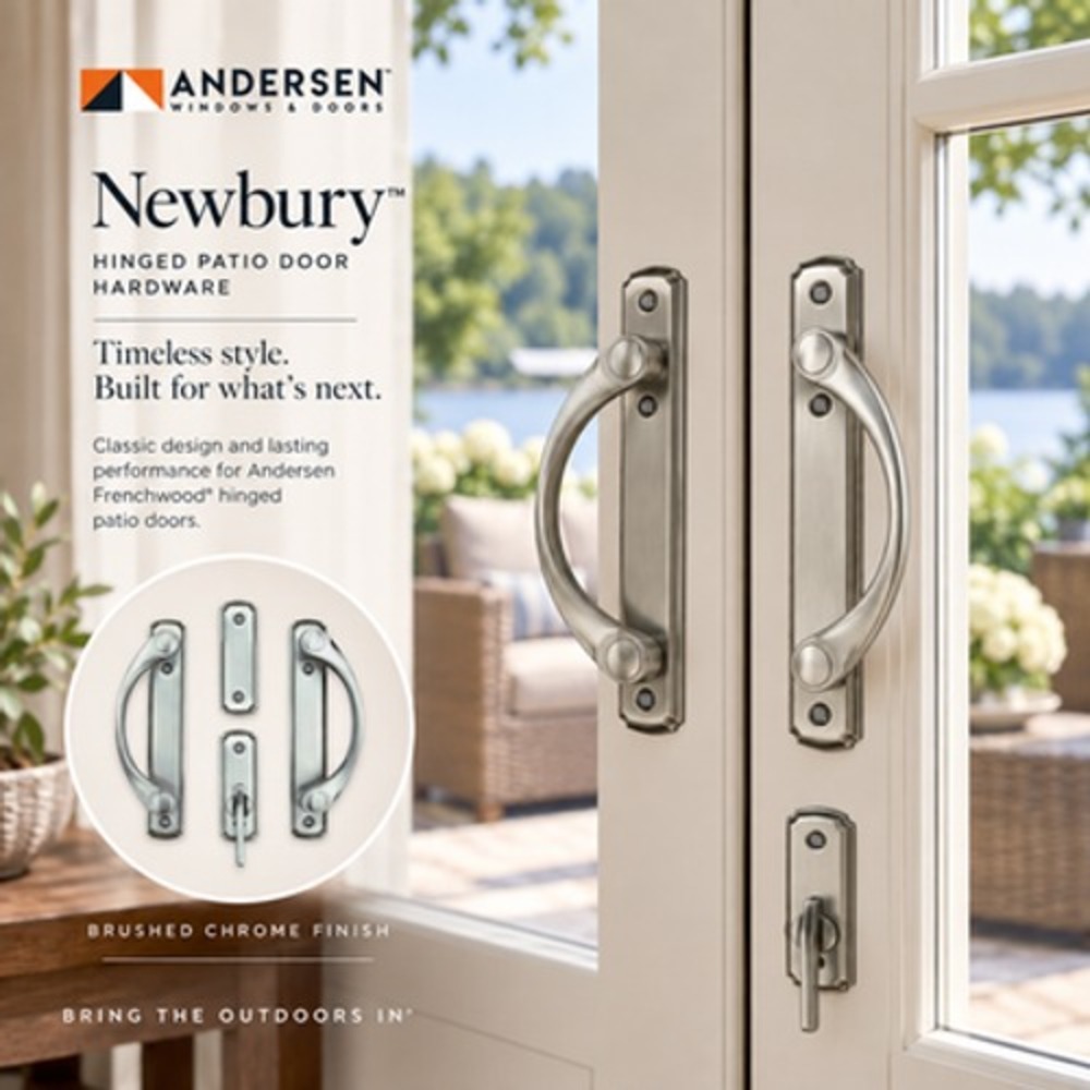 Andersen Newbury Double Hinged Patio Door Lever Brushed Chrome Trim Set 2579747